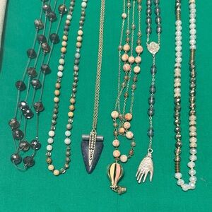 Elegant Multi-Color Beaded Necklace Set of 6 Blue, Pink, Purple